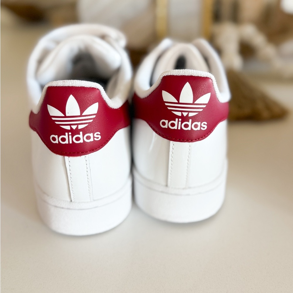 Adidas White and Red Superstar Sneakers - Picture 5 of 6